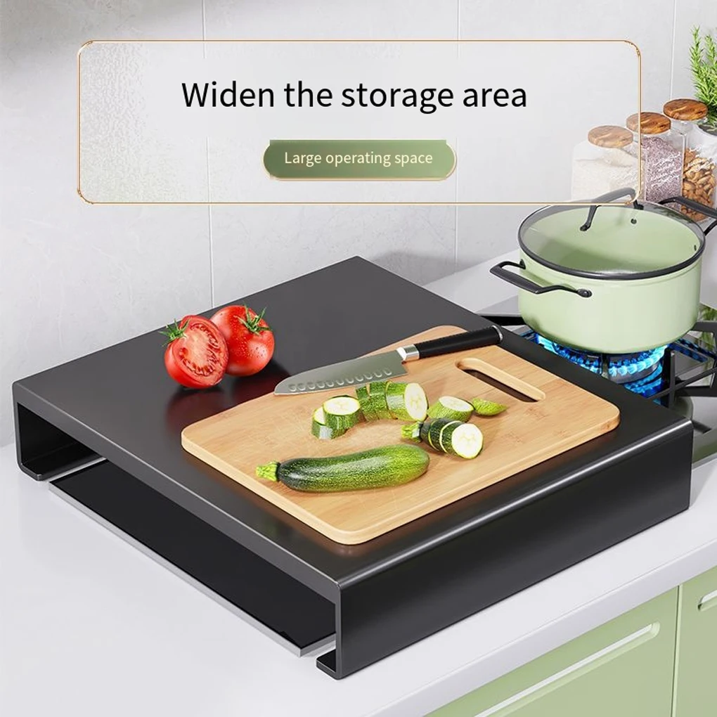 Gas Stove Protector Rack - Heat Resistant Countertop Raising Frame Space Saving Kitchen Shelf for Cabinet Dishes Utensils