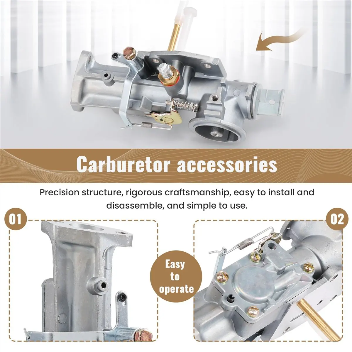 #81G Metal small engines carburetor kit,Carburetor Carb Kit Replacement Fit for Briggs 4-Cycle Small Engines (Silver)
