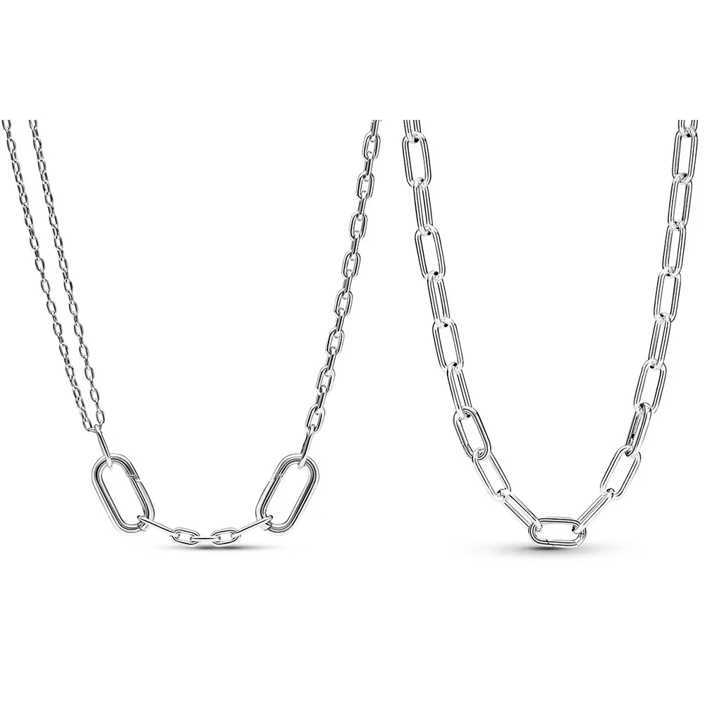 

2023 New 925 Sterling Silver pan ME Double Link Chain Necklace Fit ME Jewellery DIY Gifts