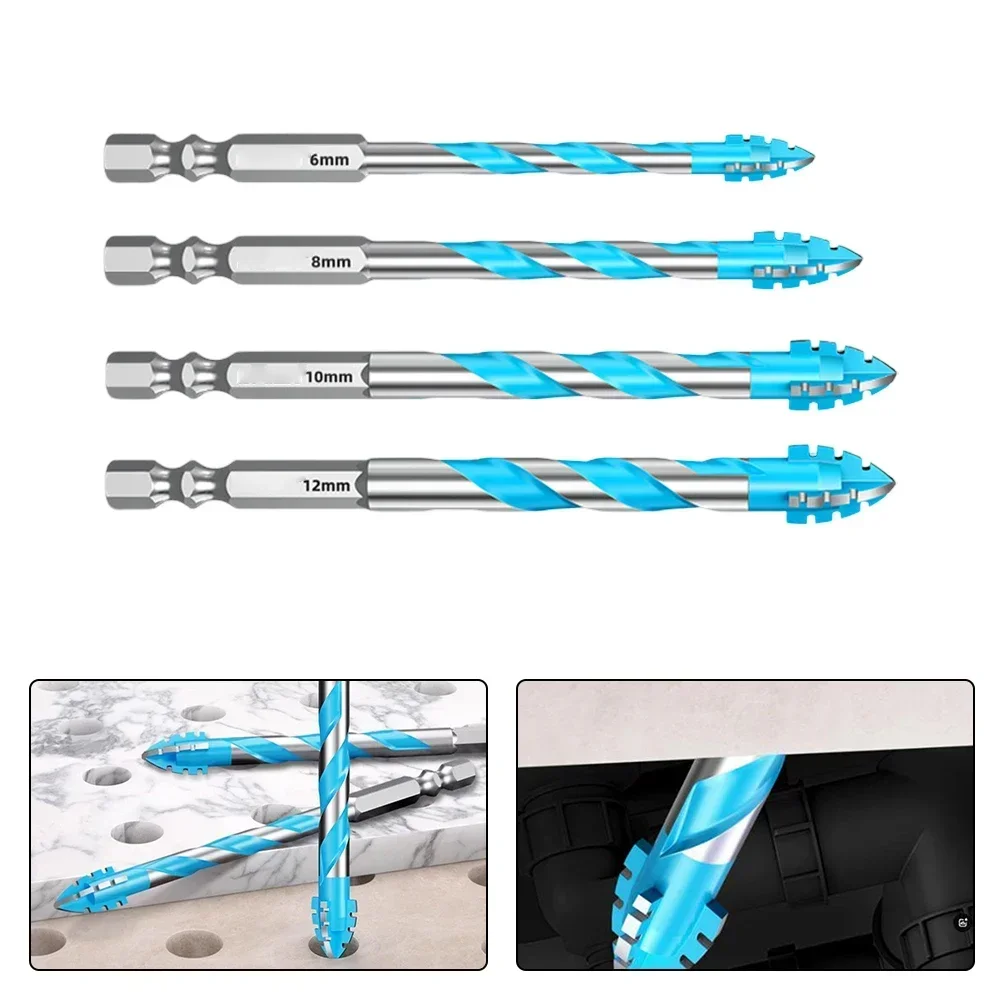 

2pcs 6-12mm Four-Flute Eccentric Drill Bit For Glass Tile Punching Triangle Drill Bit Electric Drill Accessories
