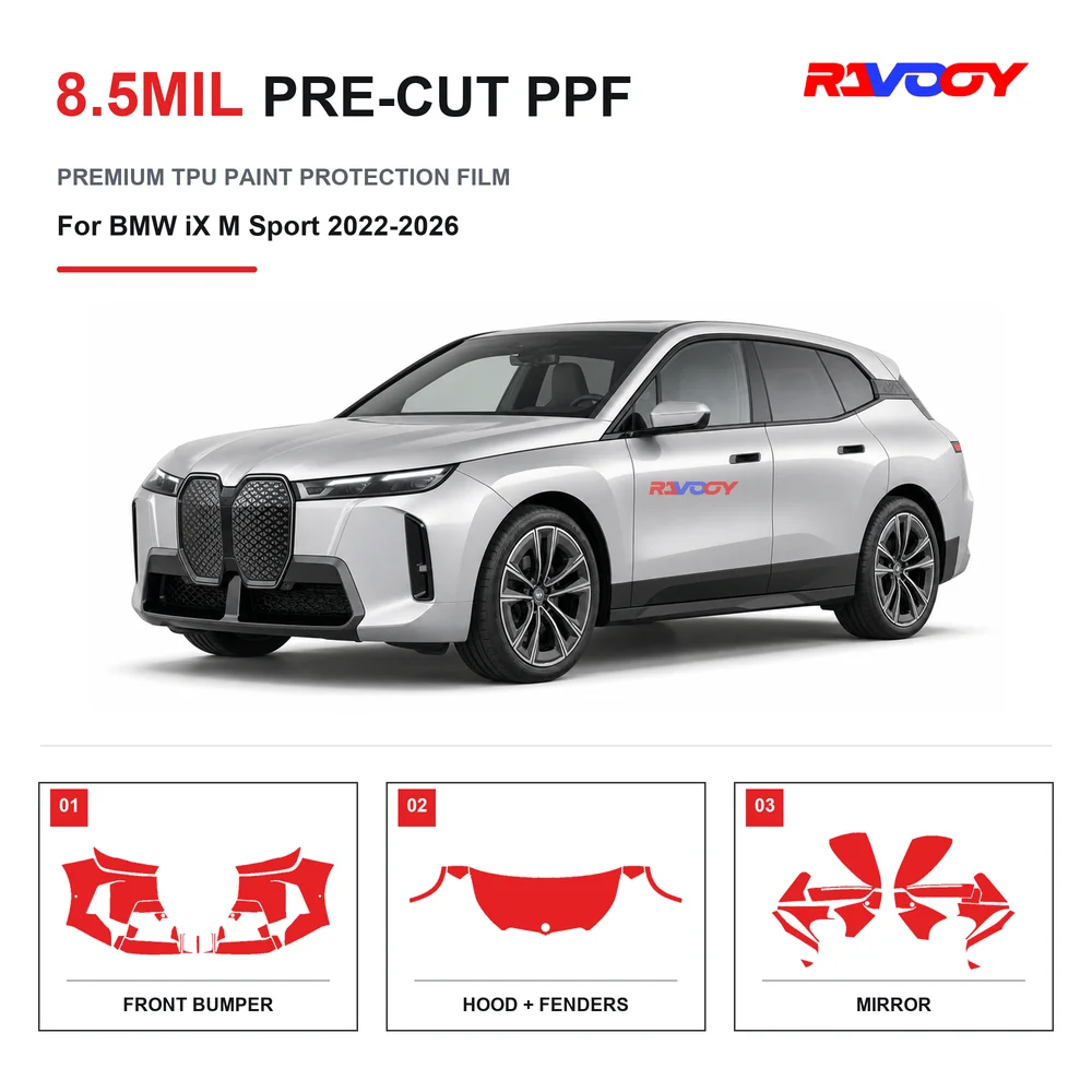 Precut PPF For BMW iX M Sport 2022-2026 8.5mil TPU Clear Paint Protection Film Self Healing Hydrophobic UV Stone Chip Guard
