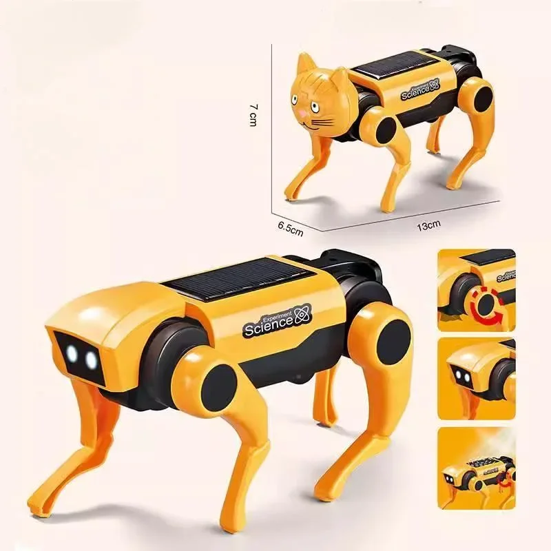 DIY Solar RC Dog Cat Robot Mechanical Toy Science Teaching Assembling Set Model Remote Control Walking Animal Kids Education Toy