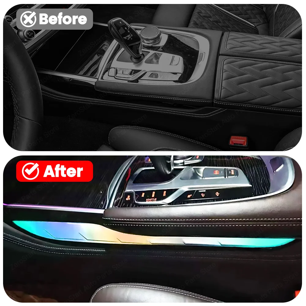 11 Color LED Crystal Saddle Light Ambient Central Control for BMW 7 Series G11 G12 - Interior Lighting Upgrade