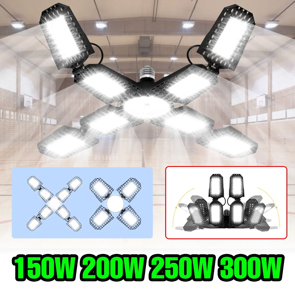 300W LED Garage Lamp E27/E26 Light Bulb AC 220V Folding Deformable Spotlights 110V For Home Warehouse Workshop Basement Lighting