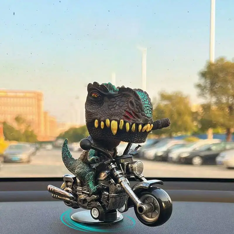 Drift Car Dashboard Ornament Dinosaur Rides Motorcycle Model Ornament Collectible Drifting Model Dynamic Ornaments For Car