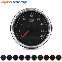 85MM Tachometer 0-4000RPM 12V/24V RPM Gauge 10 Colors Light Tacho Meter With LCD Hourmeter For Diesel Car Boat Motorcycle