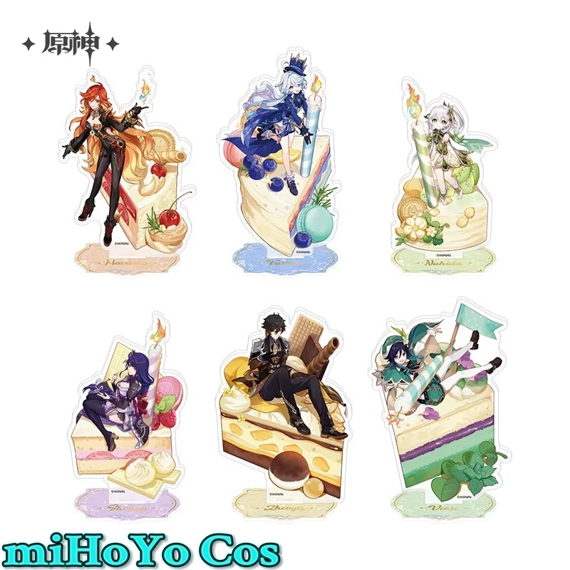 

[Genuine] Game Genshin Impact ZhongLi Furina Cosplay 4th Anniversary Acrylic Ornament Anime Cartoon Accessories Halloween Gift