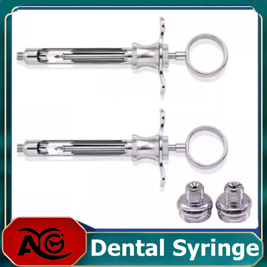 

AG 1Set Dentistry Injection Syringe Hook-headed Sharp Head Stainless Steel Dental Aspirating Syringe Surgical Instrument