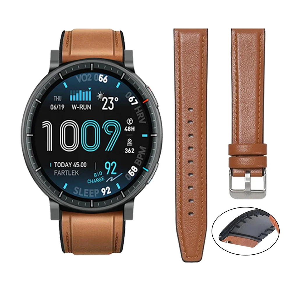 Leder-Silikon-Armband 22mm für Huami Amazfit Active Max 48mm BALANCE 2 BIP 5 6 Sportarmband Ersatz für HUAWEI WATCH 4 3 Armband
