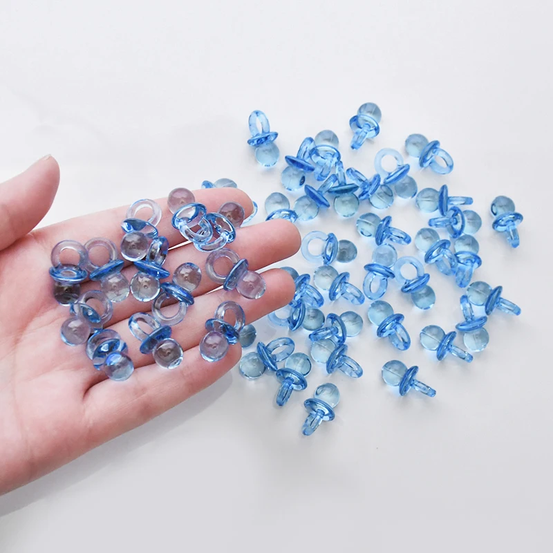 50/100Pcs Mini Acrylic Blue Pink Pacifier Nipple Confetti For Baby Shower Decoration Gender Reveal Table Scatter Birthday Party