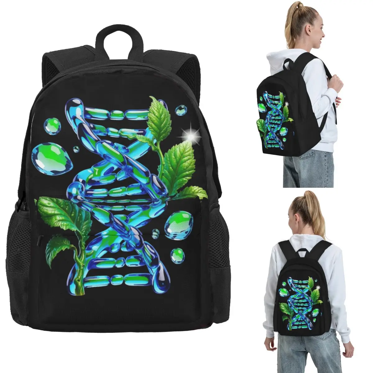 

Glass DNA Nature Tech Spiral Backpack Hot Sale Daypack Large Capacity Boys Girls BookBag School Bag Shoulder Bags for Men Women