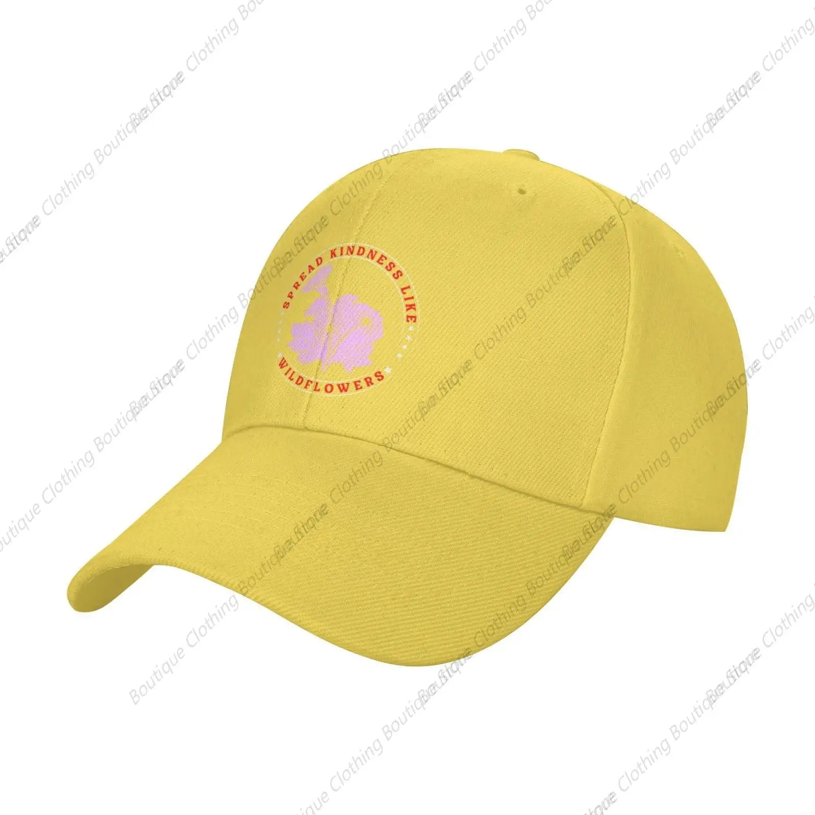 

Spread Kindness Like Wildflowers Baseball Cap for Women Men Polyester Hats Outdoor Trucker Dad Baseball Hat Yellow