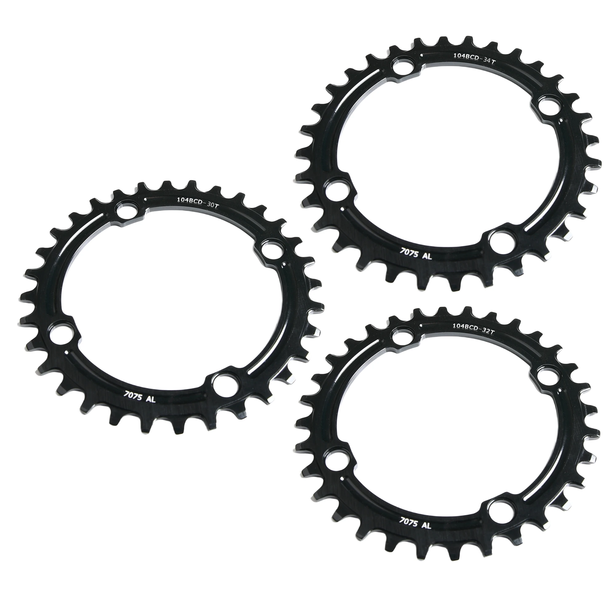 Bike Crankset Single 104mm Chainring Refitting 7075 Aluminum 104BCD 30T 32T 34T Part  (3pcs/set))