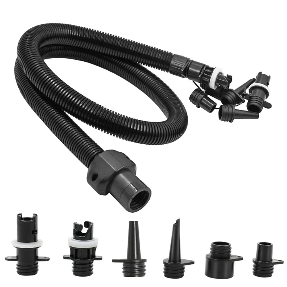 Inflatable Air Pump Hose With 6pcs Nozzle Kit For 20PSI Kayak Air Pump Tube Accessories Adaptor Plastic Replacement 100cm