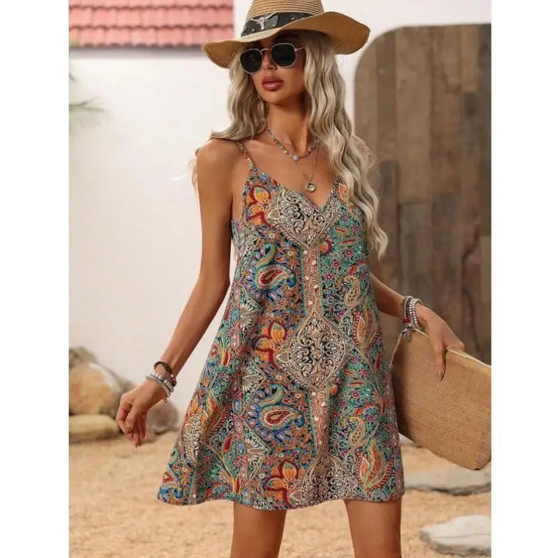 

n Print Wrap Dr V-Ne Open Front Design 63478 Sle Casual Sportswear Set Autumn Season Seven-Quarter Sve