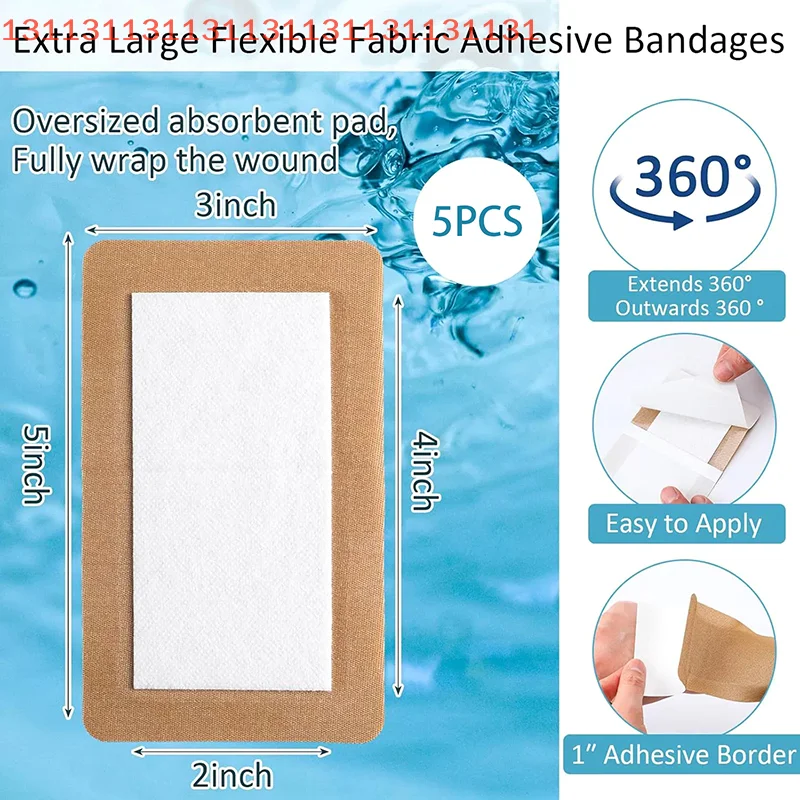 5 قطعة كبيرة الحجم مرنة غير المنسوجة الطبية لاصقة تضميد الجروح الفرقة المعونة كبيرة الجرح الإسعافات الأولية أدوات العناية بالبشرة #3
