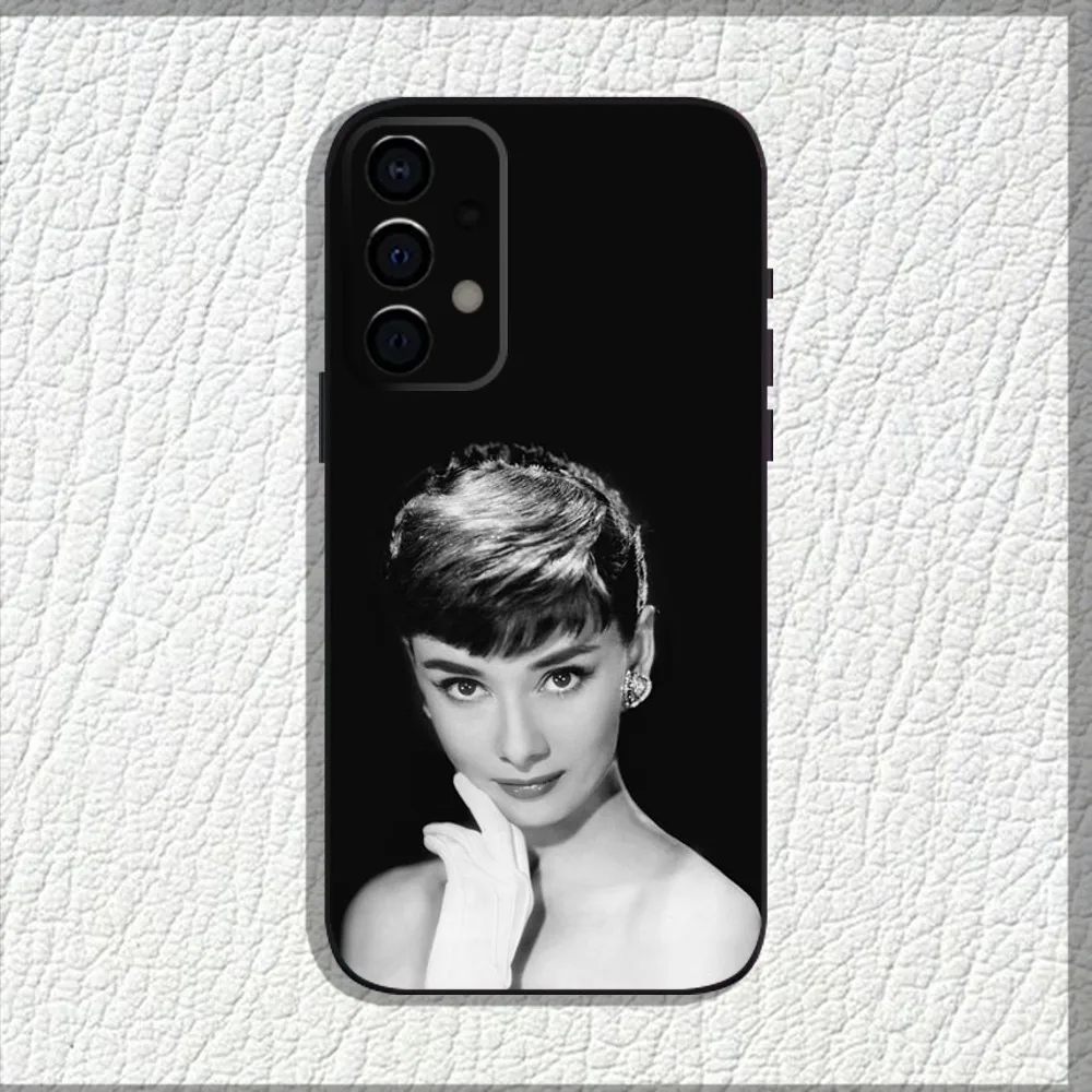 Aktor a-audrey casing ponsel h-hepburn, pelindung ponsel hitam lembut untuk Samsung Galaxy A13,A21s,A22,A31,A32,A52,A53,A71,A80,A91