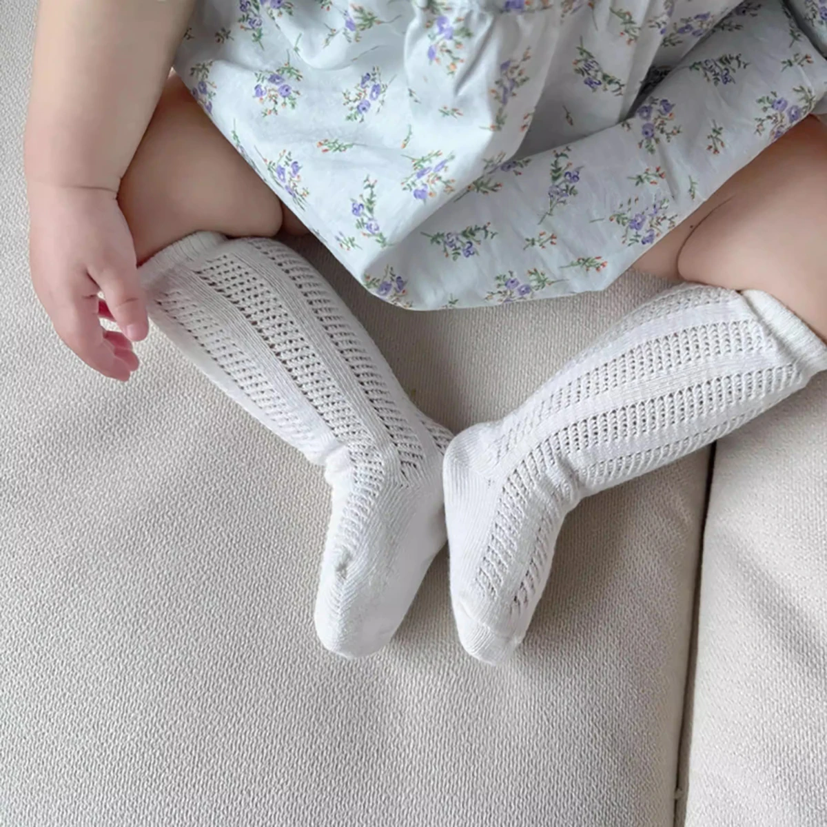 4 Pairs Summer Girl Mesh Sock Knee High Infants Long Tube Socks Hollow out Children's Leg Warmers Soft Baby Stocking 0-3Year