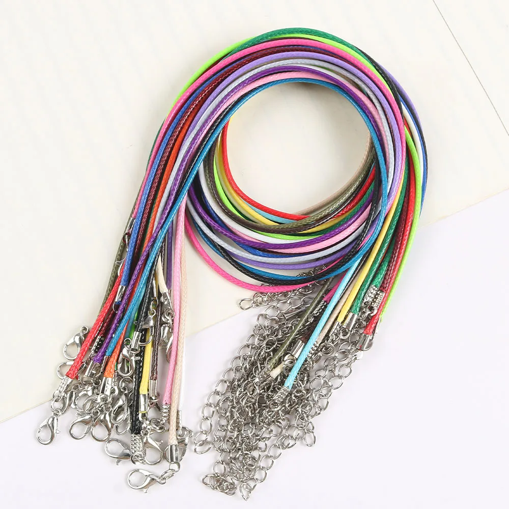 

10pcs 1.5/2mm Colourful Multi-Colour Leather Cord 45cm Adjustable Braided Diy Necklace Bracelet Accessories For Jewelry