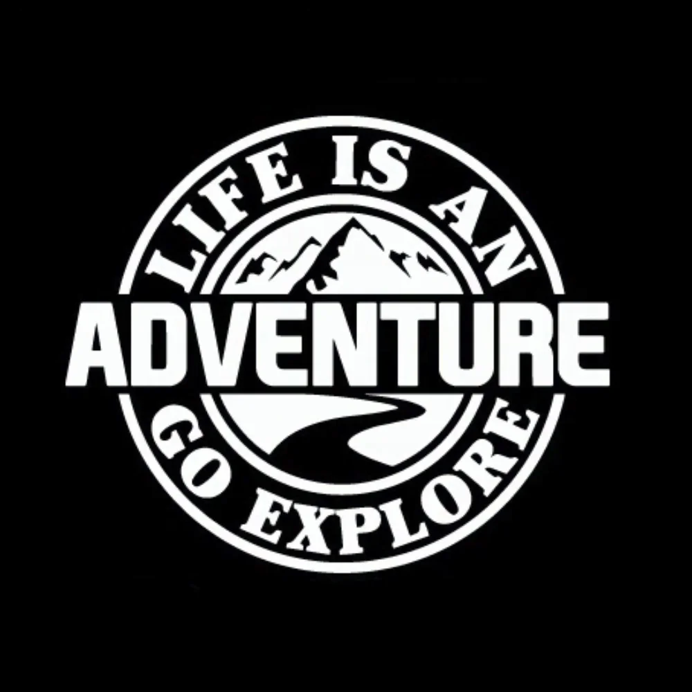 Life Is An Adventure наклейка на оконное стекло для кемпинга, автофургона, приключения по бездорожью, мотоцикла, персонализированная декоративная наклейка для автомобиля в стиле латте
