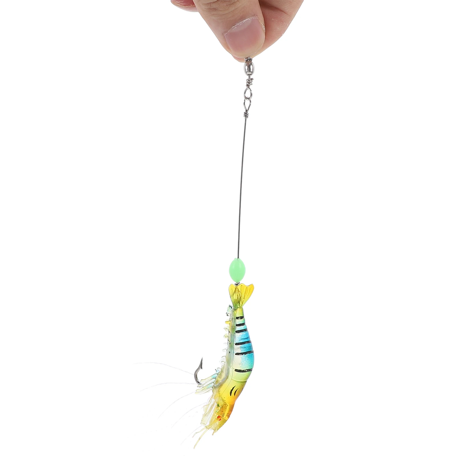 

7pcs Night Glow Shrimp Bait Set Softer Artificial Baits Durable Abs Fishing Lure Hook Portable Supplies Realistic Design