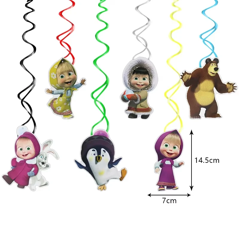Mascha und der Bär Geburtstagsparty Banner Luftballons Teller Becher Servietten Tischdecke Mädchen Cartoon Partyzubehör Dekoration Babyparty – Detail 9