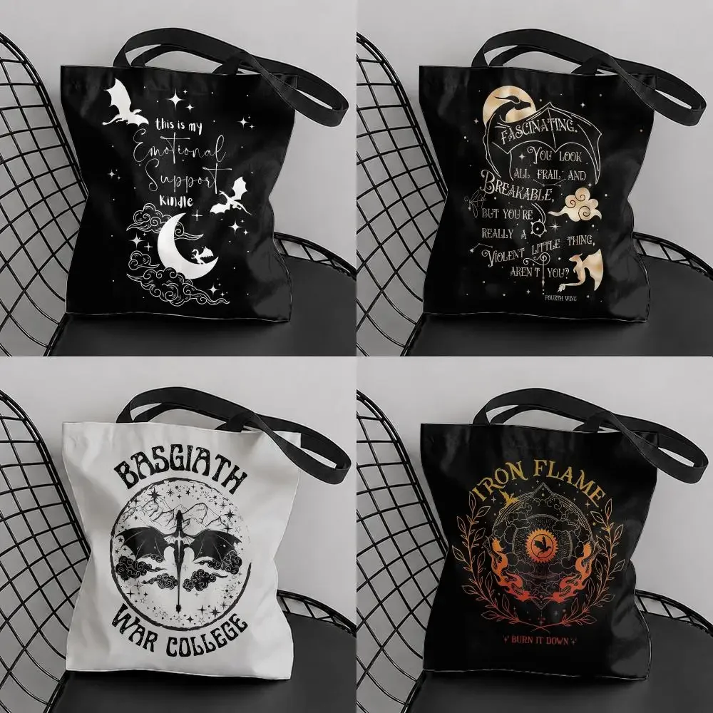 F-Fourth W-Wing Dragon Storage Bags Canvas Tote Bag Double-Sided Print Fashion Shoulder Shopping Bag Gift Handbags