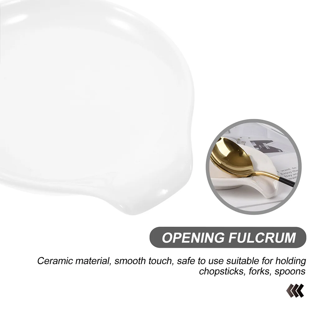 

4Pcs Soup Spoon Rest Ceramic Holder Multipurpose Cooking Utensil Tray Dinner Table Kitchen Accessories Reusable Easy Clean