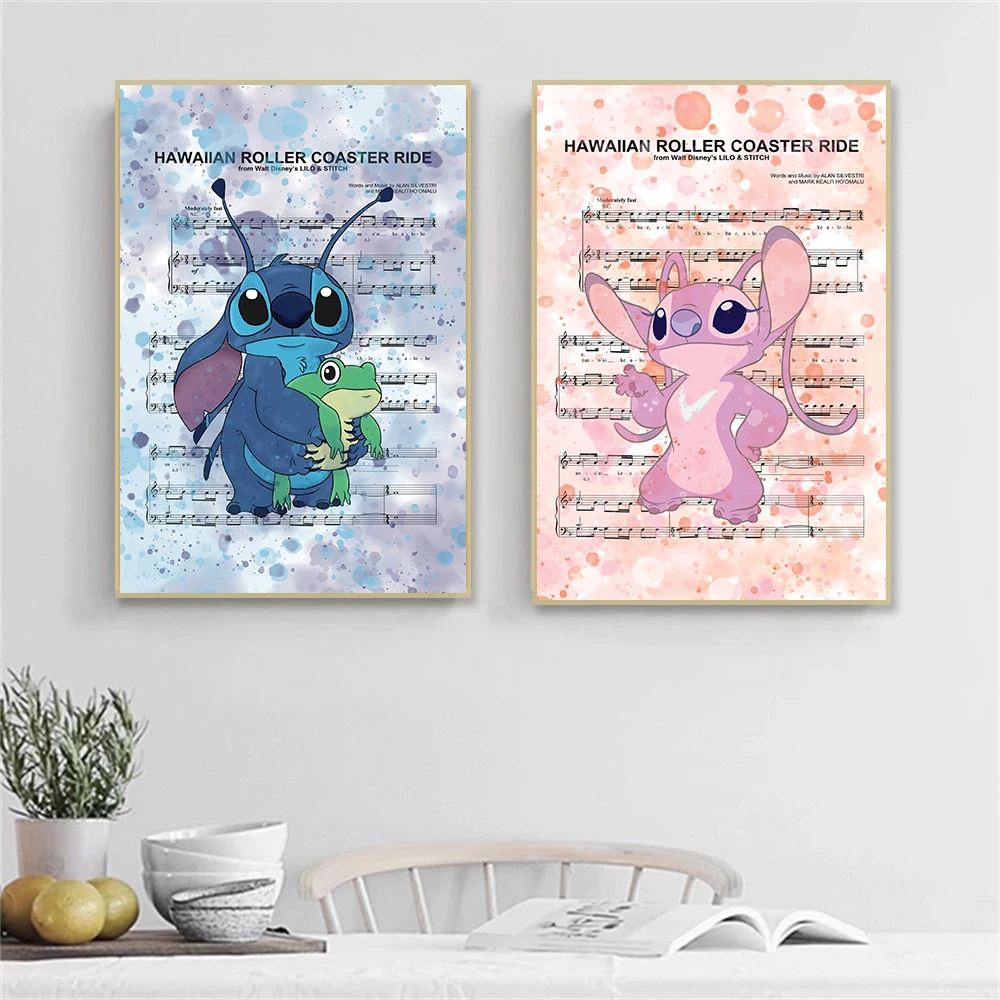 

Disney Lilo And Stitch Hawaiian Roller Coaster Ride Music Art Print Wall Art Canvas Painting Prints Kids Room Home Wall Decor