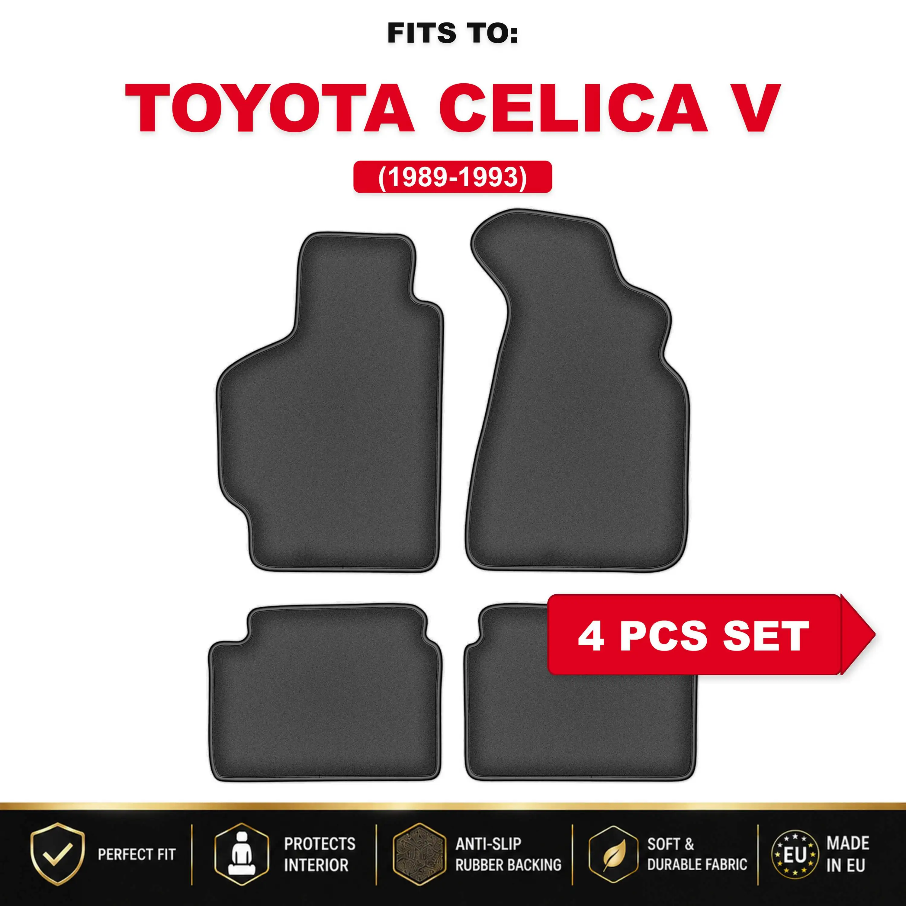 PREMIUM Auto Velour Matten voor: Toyota Celica V 1989-1993 Auto Passende Automattenset