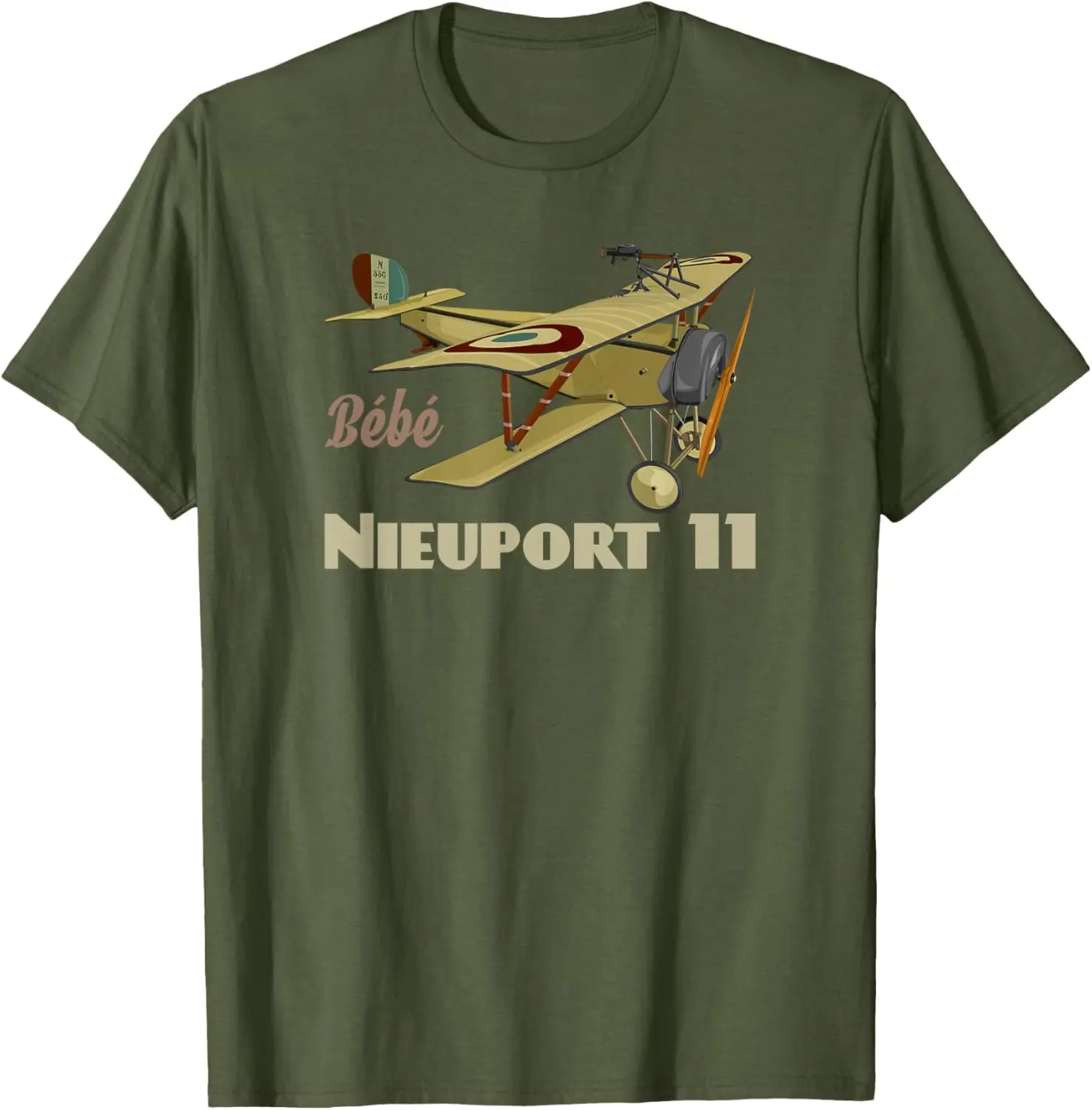Nieuport 11 XI الفرنسية WW1 طائرة مقاتلة Biplane Sesquiplane تيشيرت بأكمام قصيرة عادية 100% تي شيرتات قطن