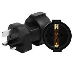 Black 13A/16A 250V UK Male to EU 4.8MM female adapter plug socket converter for British Singapore India Middle East countries