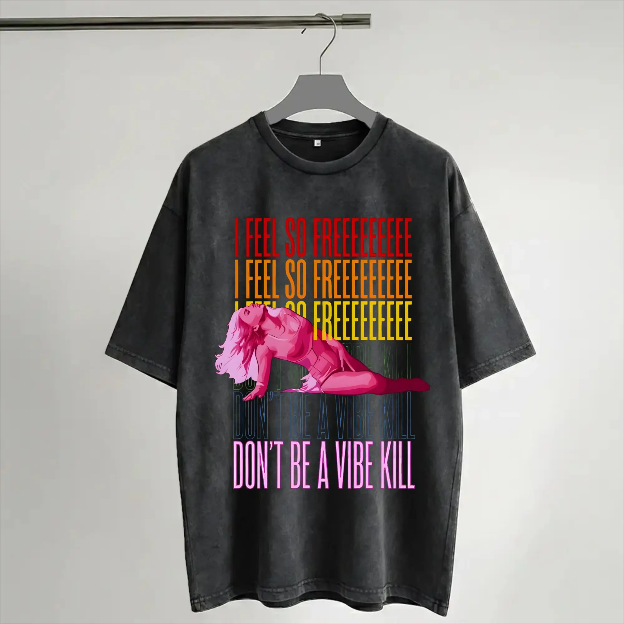 Harajuku Washed Shirts Madonna I Feel So Free Tour 2026 Outfit Vintage T-Shirts Oversize  Streetwear Short Sleeve