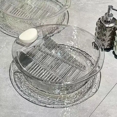 Thickened Hand Wash Basin with Built in Washboard Portable Laundry PET Basin for Delicate Clothes and Small Items
