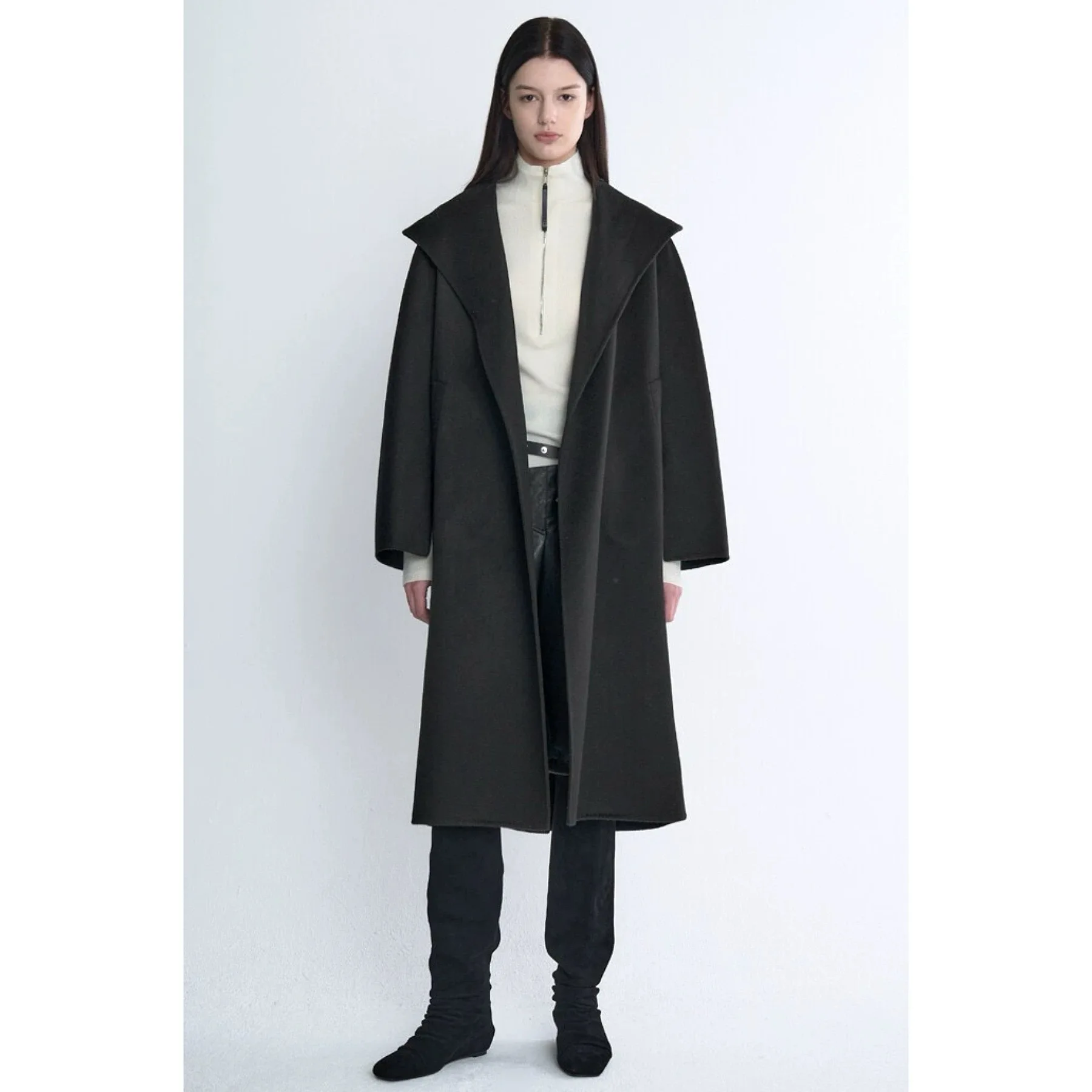 

TIM25 Winter Lemon Cheese Long Hand-Sewn Camere Coat Hooded Slimming Outerwear Ele Casual Sle Women's Windbreaker