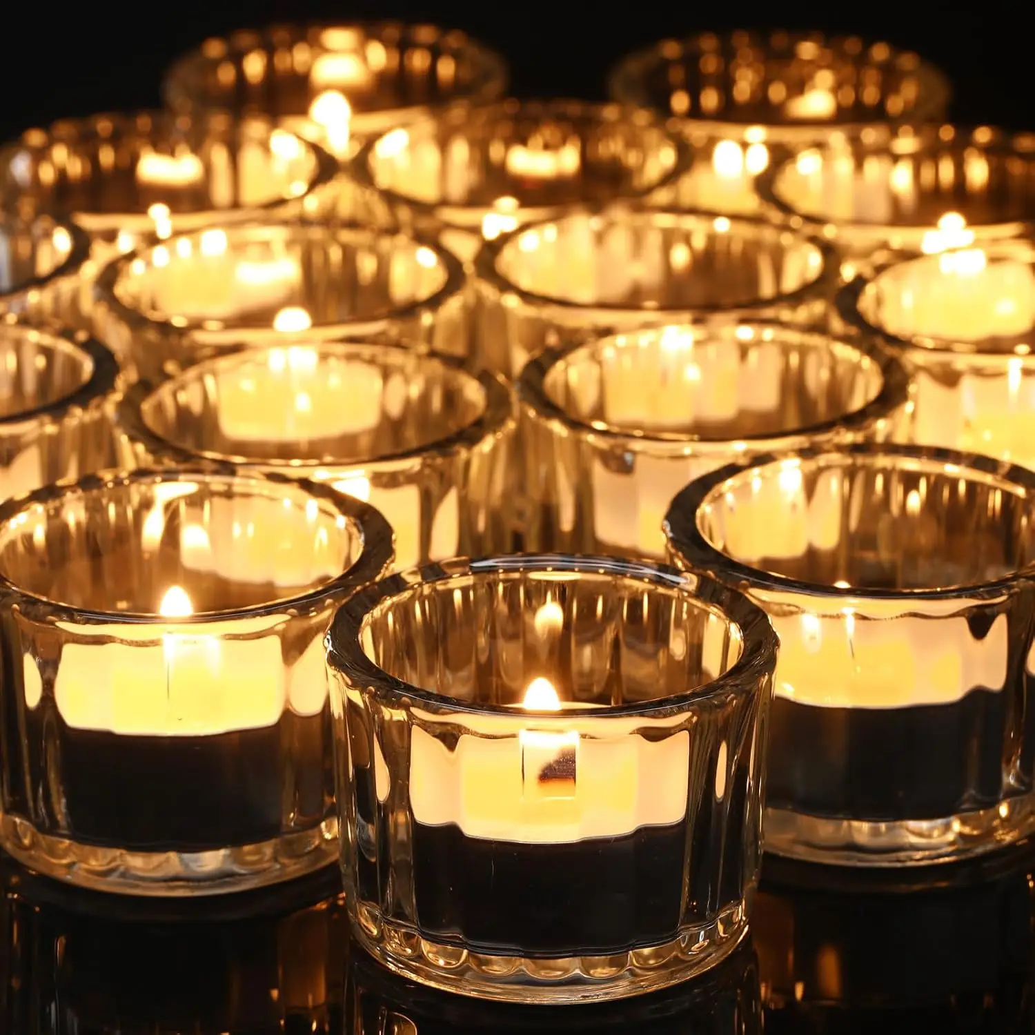 

100 шт. прозрачных ребристых стеклянных подсвечников для чайных свечей для свадеб, спа-салонов, медитации, домашнего декора, центральных композиций