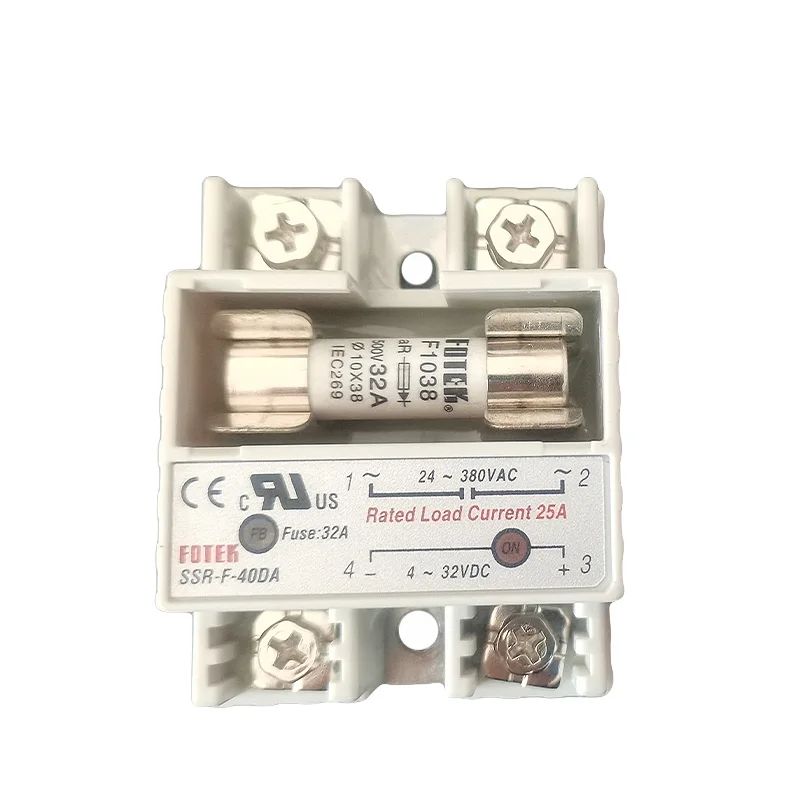 SSR-F-40DA Single Phase Solid State Module Fuse Type Input Dc 4~32v Output 24~380vac Rated Current 25A Fuse Current 32A