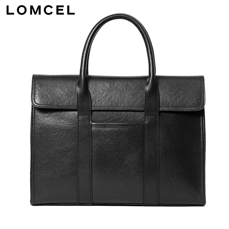 LOMCEL P66 Selling men's handbag genuine leather, business style, fashionable, 16inch computer bag, large capacity business