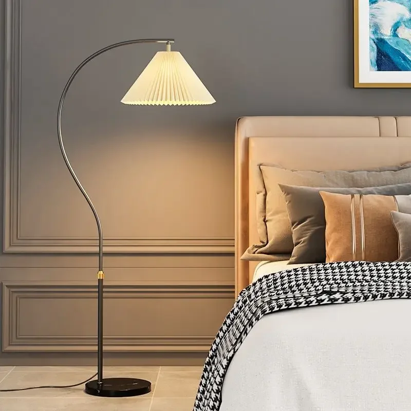 Skandynawskie plisowane lampy podłogowe salon lampa wędkarska minimalistyczny studium sypialnia lampki nocne stojące Home Decoration