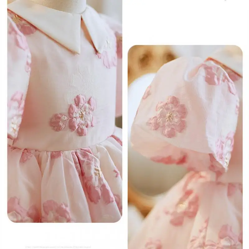 Teenmiro Flower Girls Evening Ball Gown Kids Print Design Vintage Spanish Dress Children Birthday Party Luxurious Dresses