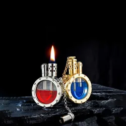 Retro Handmade Pure Copper Kero sene Lighter Transparent Visible Oil Tank Round Collection Antique Men's High-end Smoking Gift