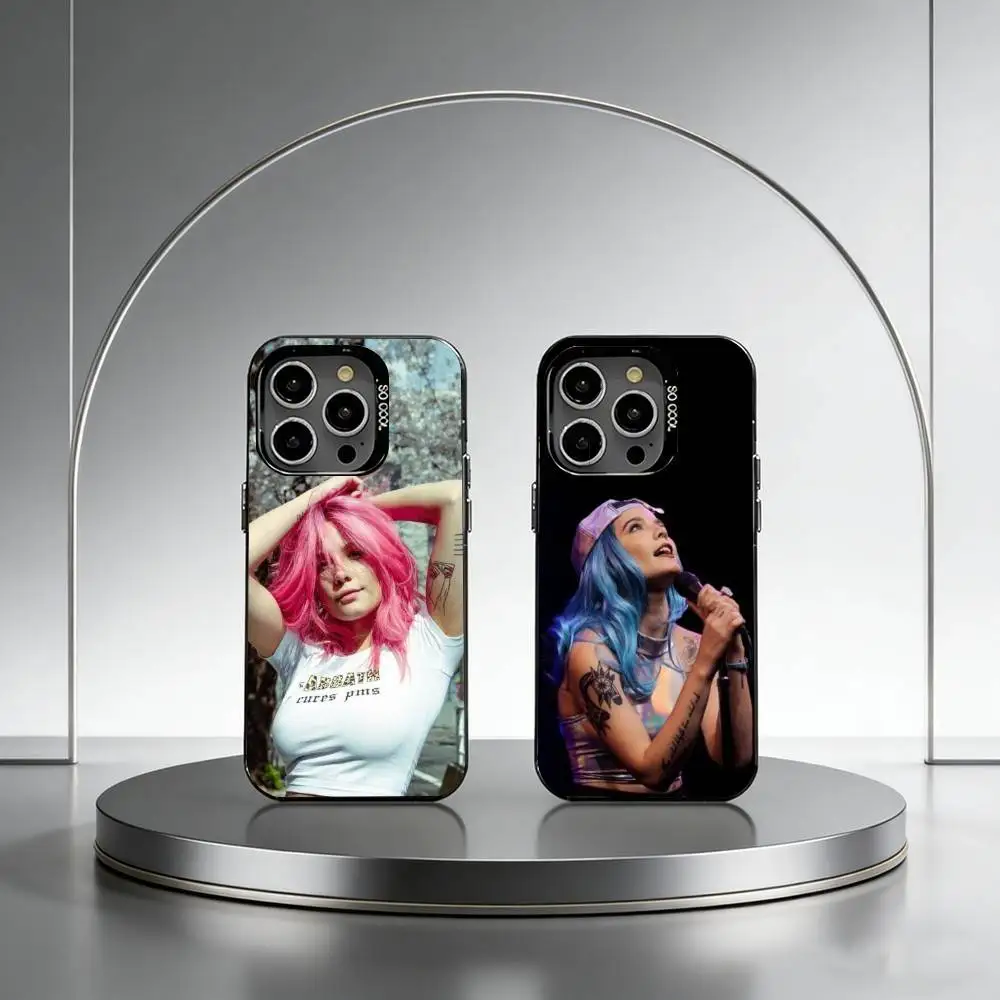 

Singer Halsey Phone Case For iPhone 17,16,15,14,13,12,11 Plus,Pro Max,XS,Colorful Silver Black Cover