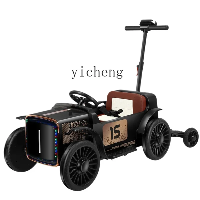 

Tqh Four-Wheel with Hand Push Baby Walking Baby Child Toy Car Can Sit Adult Parent-Child Stroller