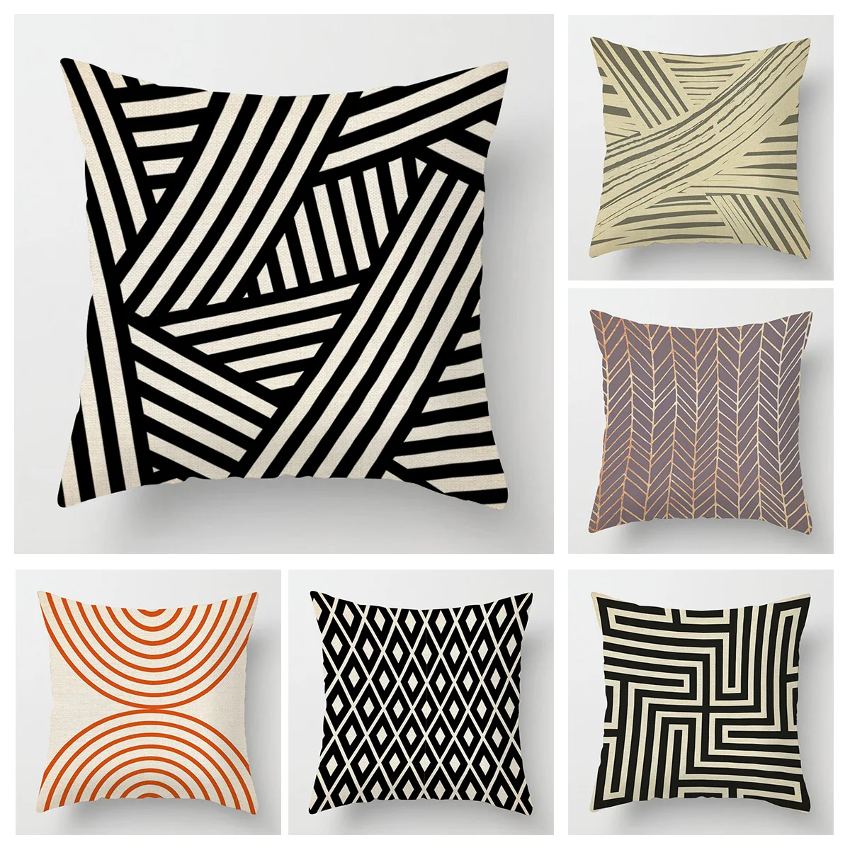 

Abstract geometric pillow case 40x40cm 45x 45cm linen fade-resistant machine washable ins Nordic sofa cushion cover