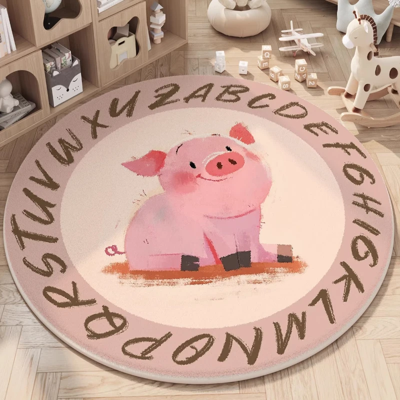 Cartoon Tier Rund Flauschiger Teppich Für Kinderzimmer Dekor_voghion.com
