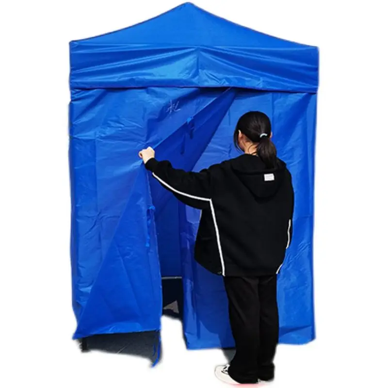 Outdoor Flat Top Shower Changing Tent, Folding Portable 4 Legs Canopy Sun Shade Shelter for Stall Pet Use