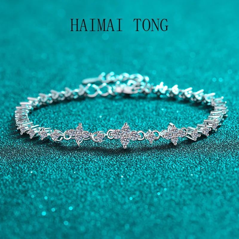 

HAIMAITONG Moissanite pt950 platinum bracelet for women full circle hand decoration light luxury holiday gifts