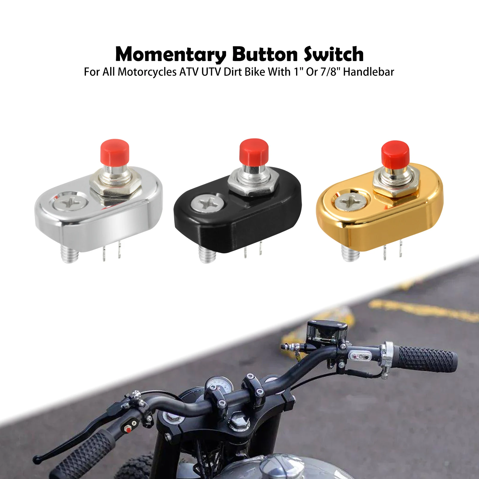 

Motorcycle Mini Switch Block Push Button 7/8" 1" Handlebar Headlight ON/OFF Toggle Switch Universal For Harley For Honda For BMW