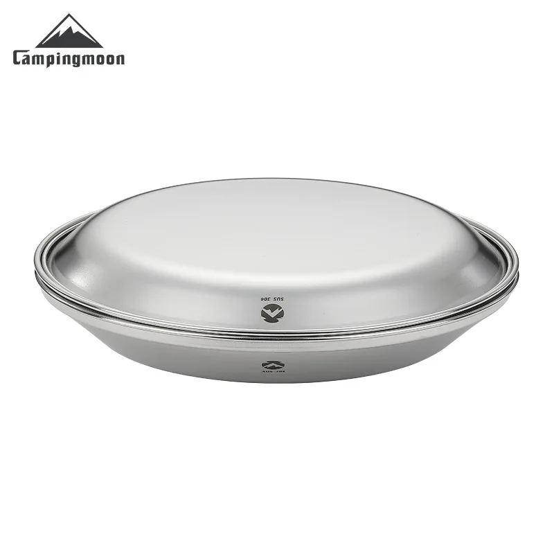 S397 Camping Large Serving Plate Portable 304 Stainless Steel Fruit Plate Outdoor Multi-Purpose Dessert Plate Steak Plate view 5