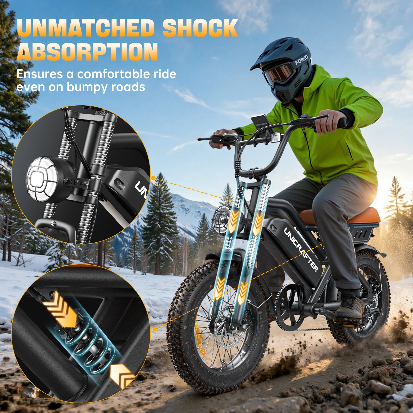 Unicrafter m3c adultos bicicleta elétrica para homens 750w bicicleta 48v 15.6ah ebike pneu gordo elétrico e bicicletas adulto montanha ciclomotor ebikes